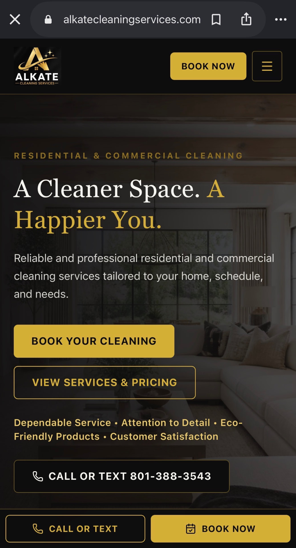 Alkate Cleaning Services website designed by Crown Lead Digital